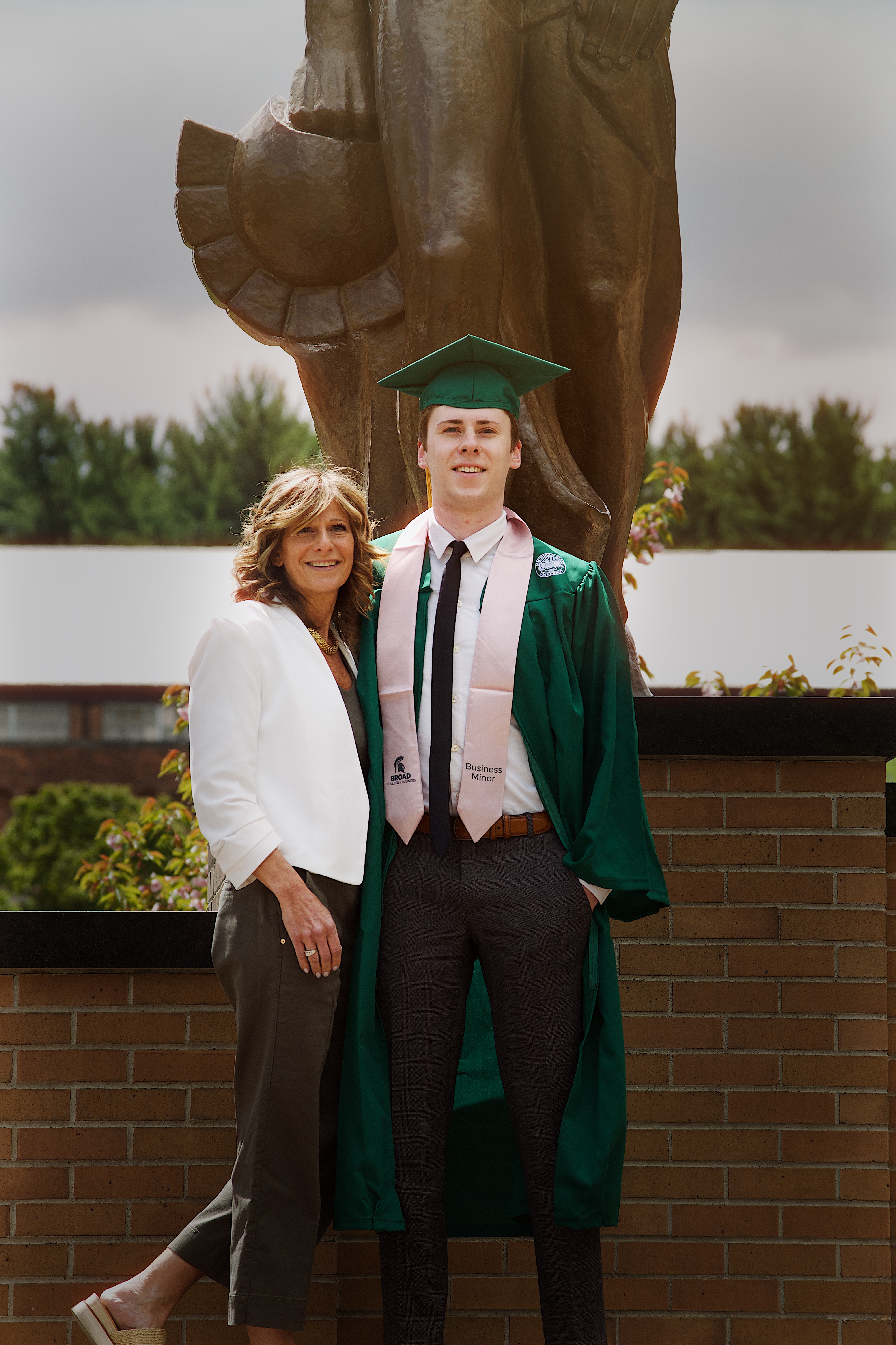 Mom & Son at Statue